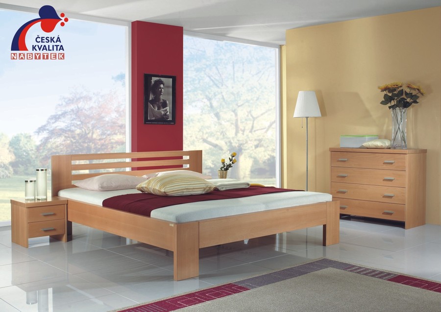 ANETA - ložnice;postel,noční stolek, komoda, skříň