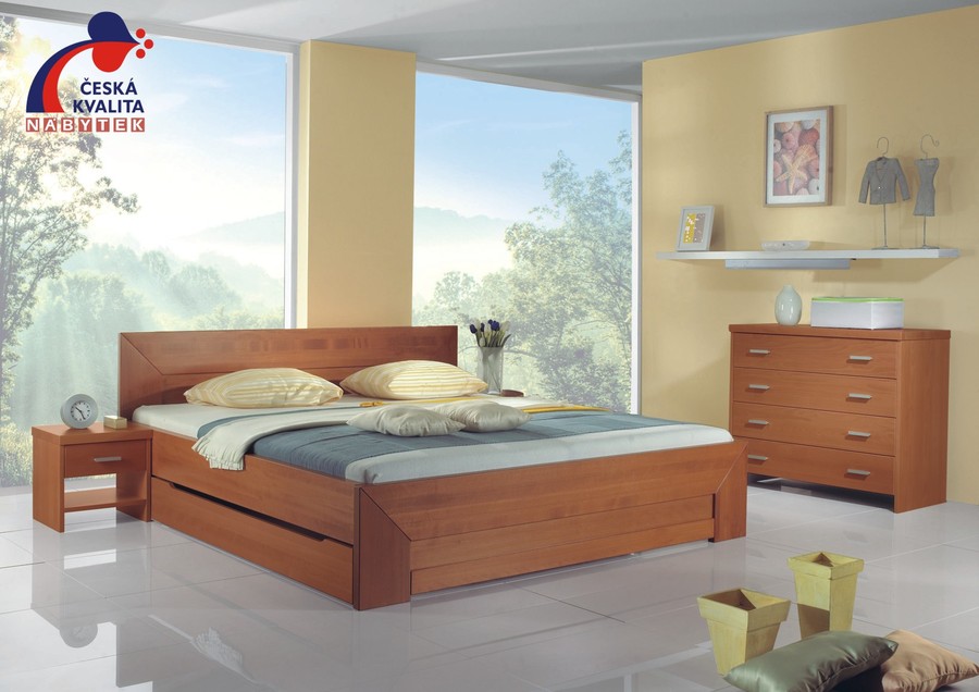 NOVA - ložnice;postel,noční stolek, komoda, skříň