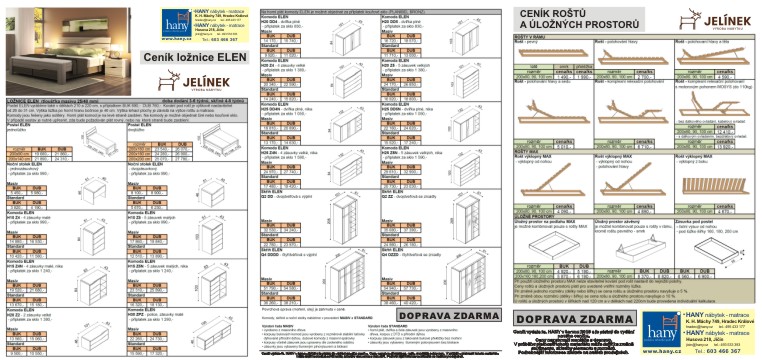 Ceník a rozměry ELEN ložnice Jelínek výroba nábytku HANY nábytek matrace Hradec Králové, Jičín Ceník a rozměry ELEN ložnice Jelínek výroba nábytku HANY nábytek matrace Hradec Králové, Jičín
