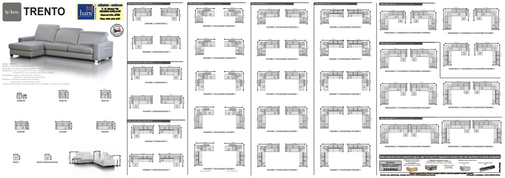 Rozměrové sestavy sedací soupravy TRENTO